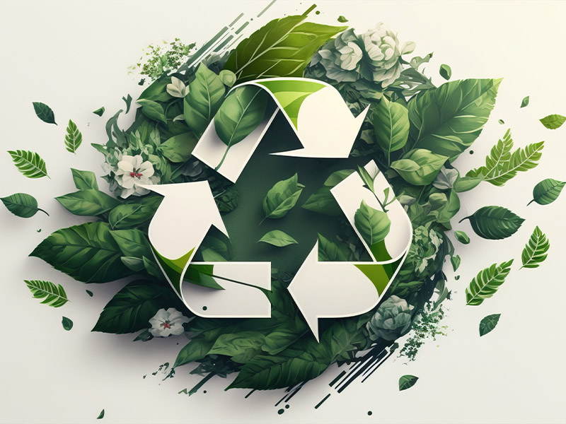 Recycle logo with leaves